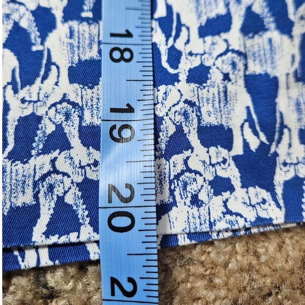 Talbots The Perfect Short Blue White Elephant Novelty Print Chino Shorts Size 12